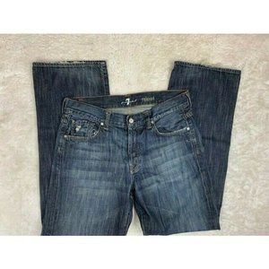 7 For All Mankind Size 34 Mens Relaxed Jeans Button Fly Dark Wash